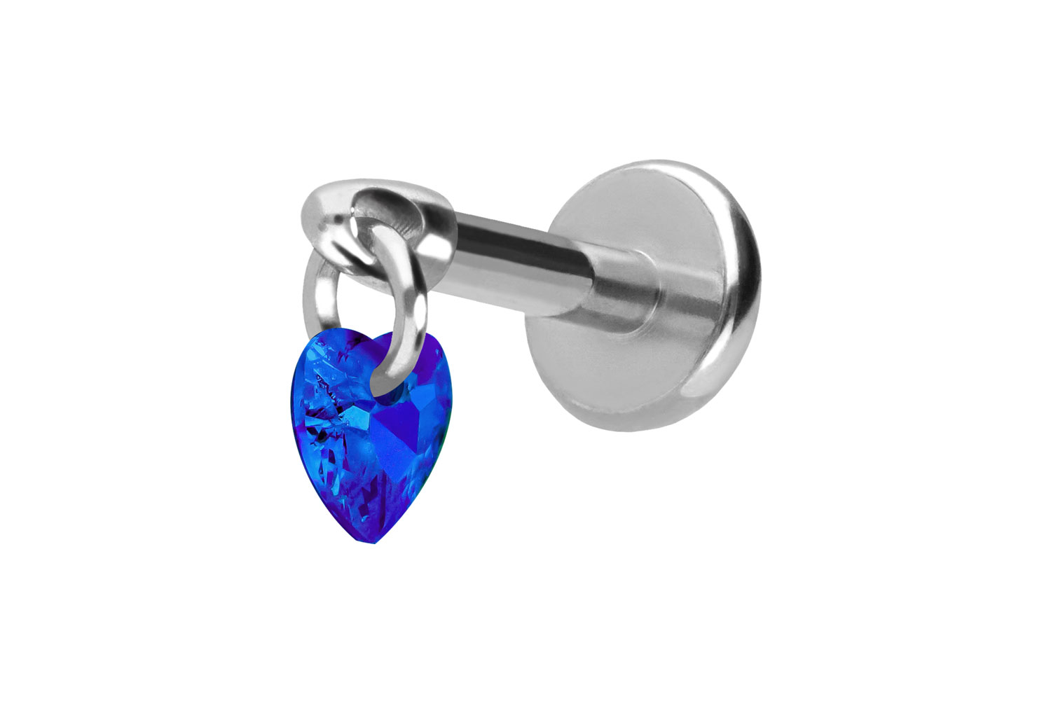 Titan Labret Piercing mit Push Fit KRISTALLHERZ
